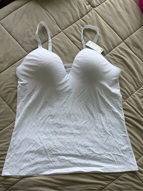 Ladies Primark White Spaghetti Strap Tank Top (With Bra)